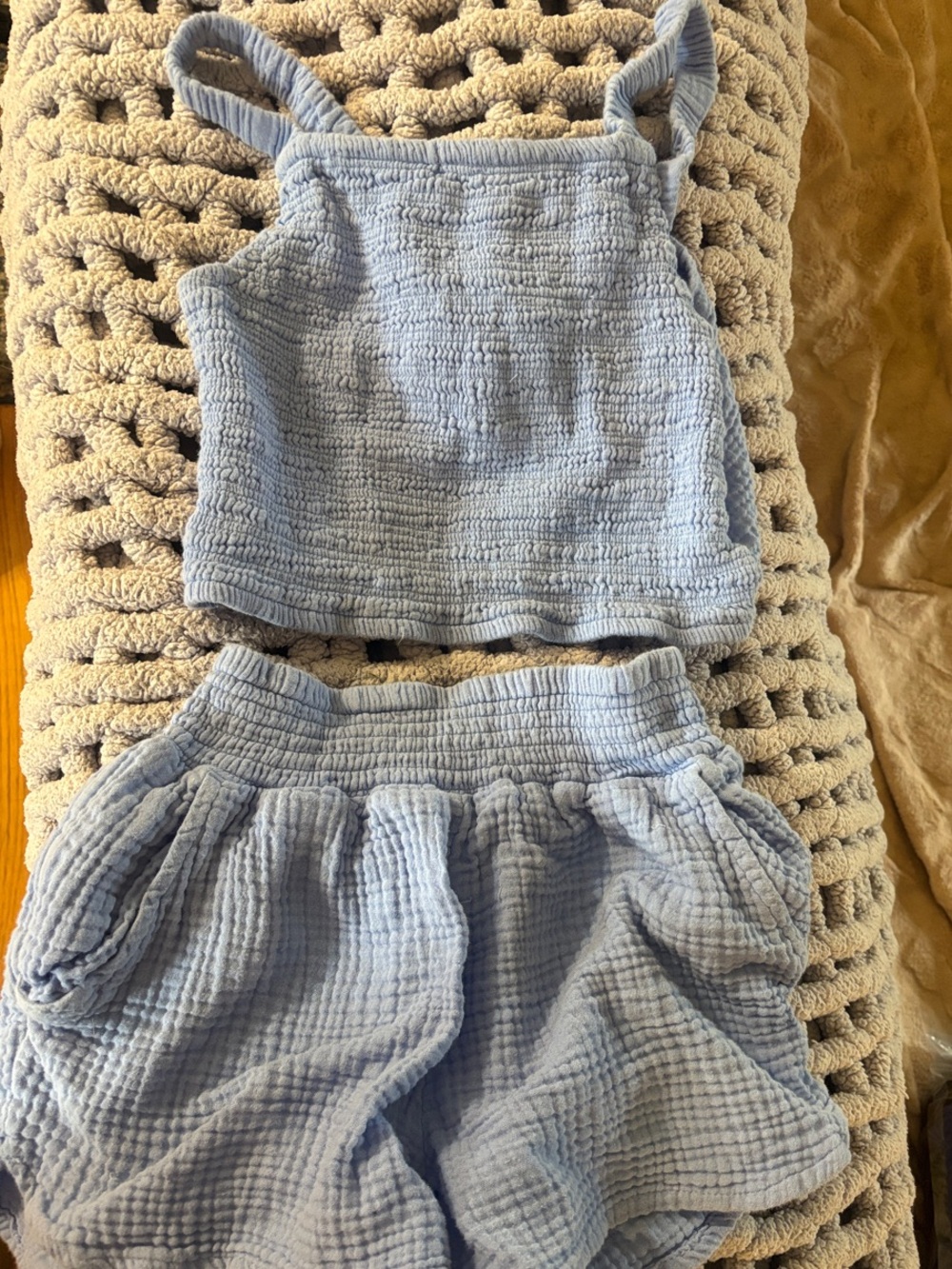 Girls Light Blue Gauze Shorts - Kids Bottoms